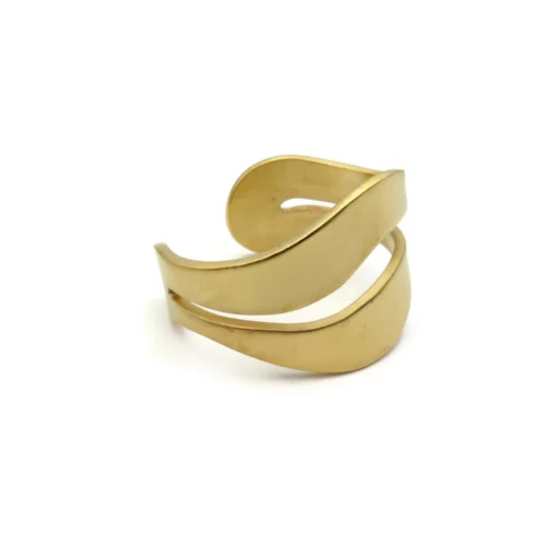 Wide Organic Satin Gold Cuff