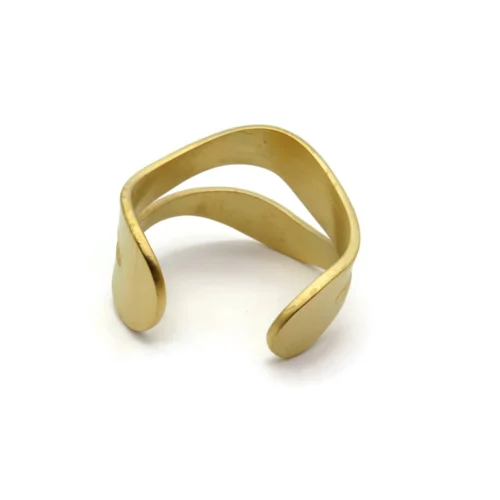 Wide Organic Satin Gold Cuff