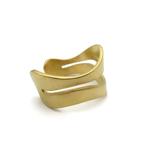 Wide Organic Satin Gold Cuff
