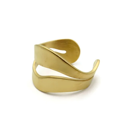 Wide Organic Satin Gold Cuff