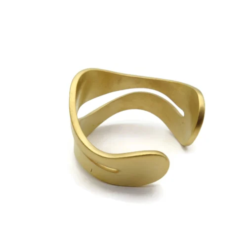 Wide Organic Satin Gold Cuff