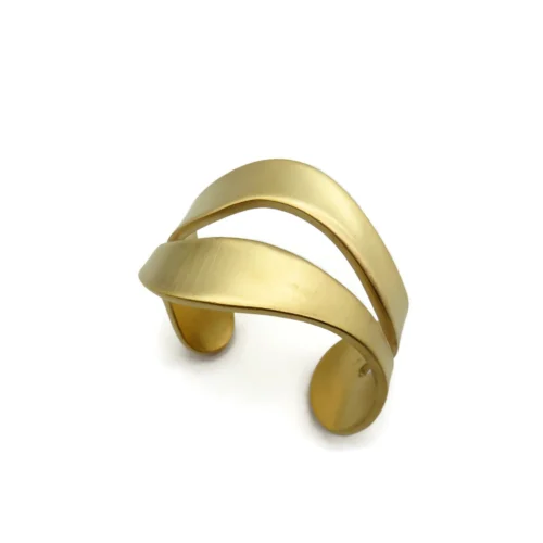Wide Organic Satin Gold Cuff