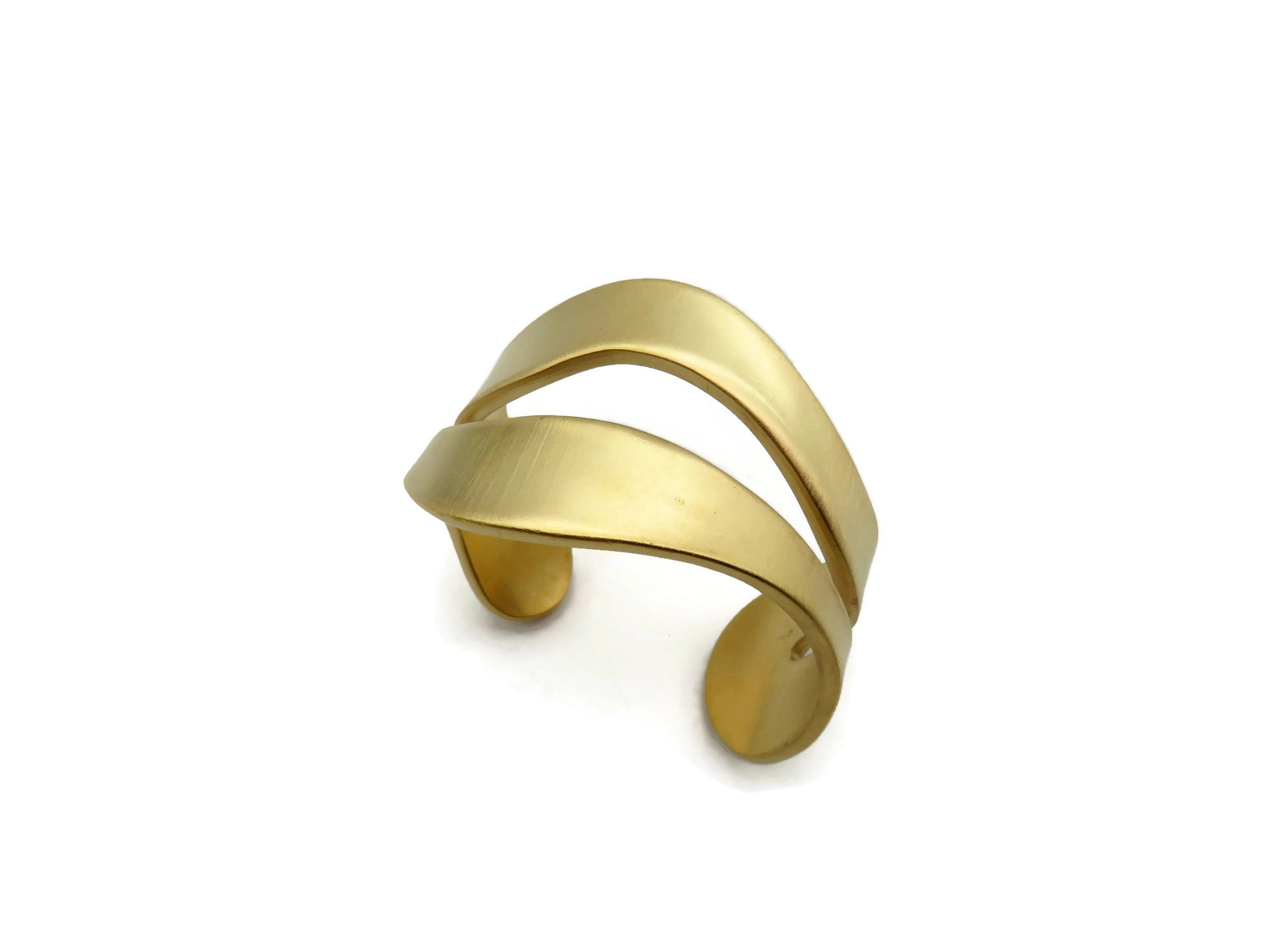 Wide Organic Satin Gold Cuff