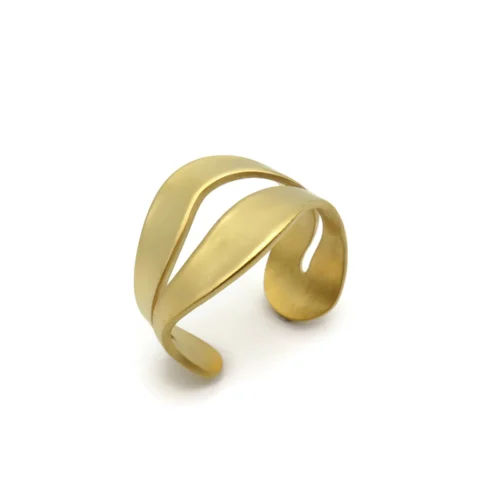 Wide Organic Satin Gold Cuff