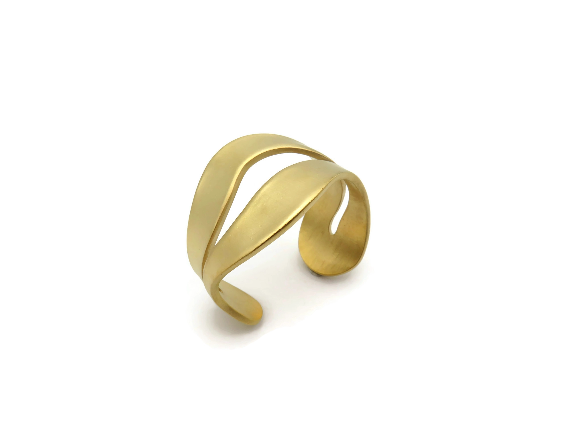 Wide Organic Satin Gold Cuff