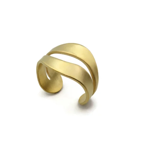 Wide Organic Satin Gold Cuff