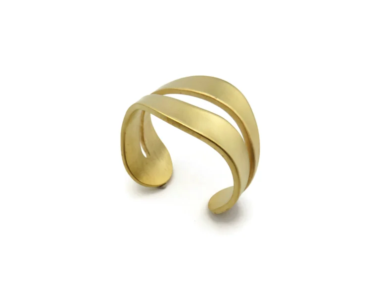 Wide Organic Satin Gold Cuff