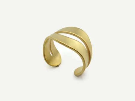 Wide Organic Satin Gold Cuff - Aqua