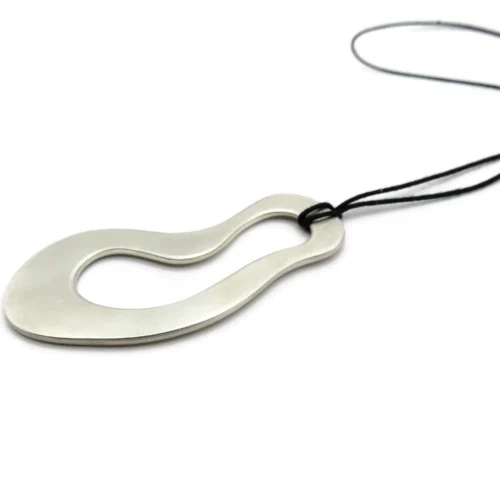 Large Organic Satin Silver Pendant