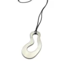 Large Organic Satin Silver Pendant