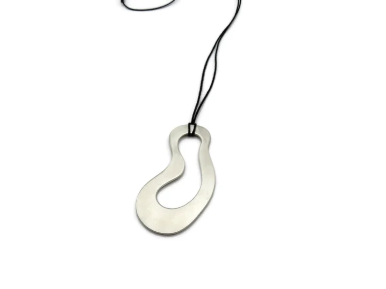 Large Organic Satin Silver Pendant