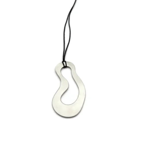 Large Organic Satin Silver Pendant