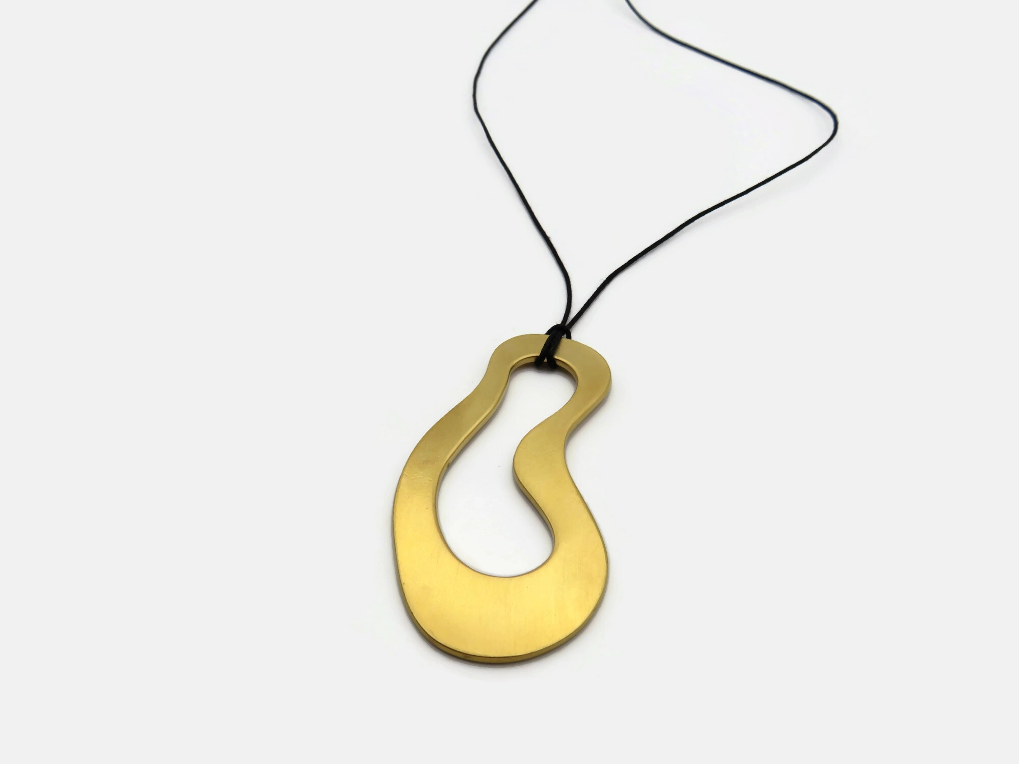 Large Organic Gold Pendant - Aqua