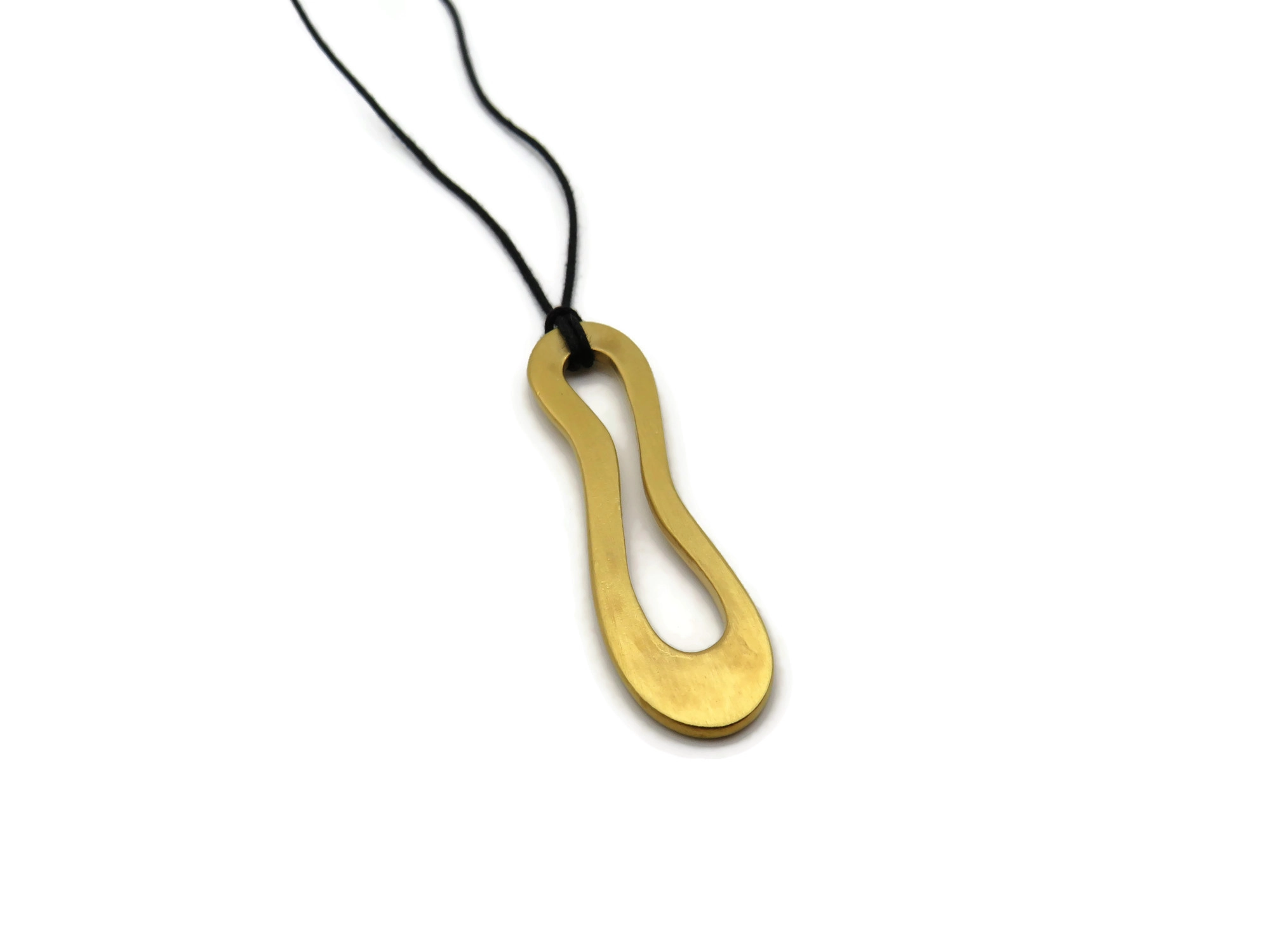Organic Satin Gold Pendant – Aqua