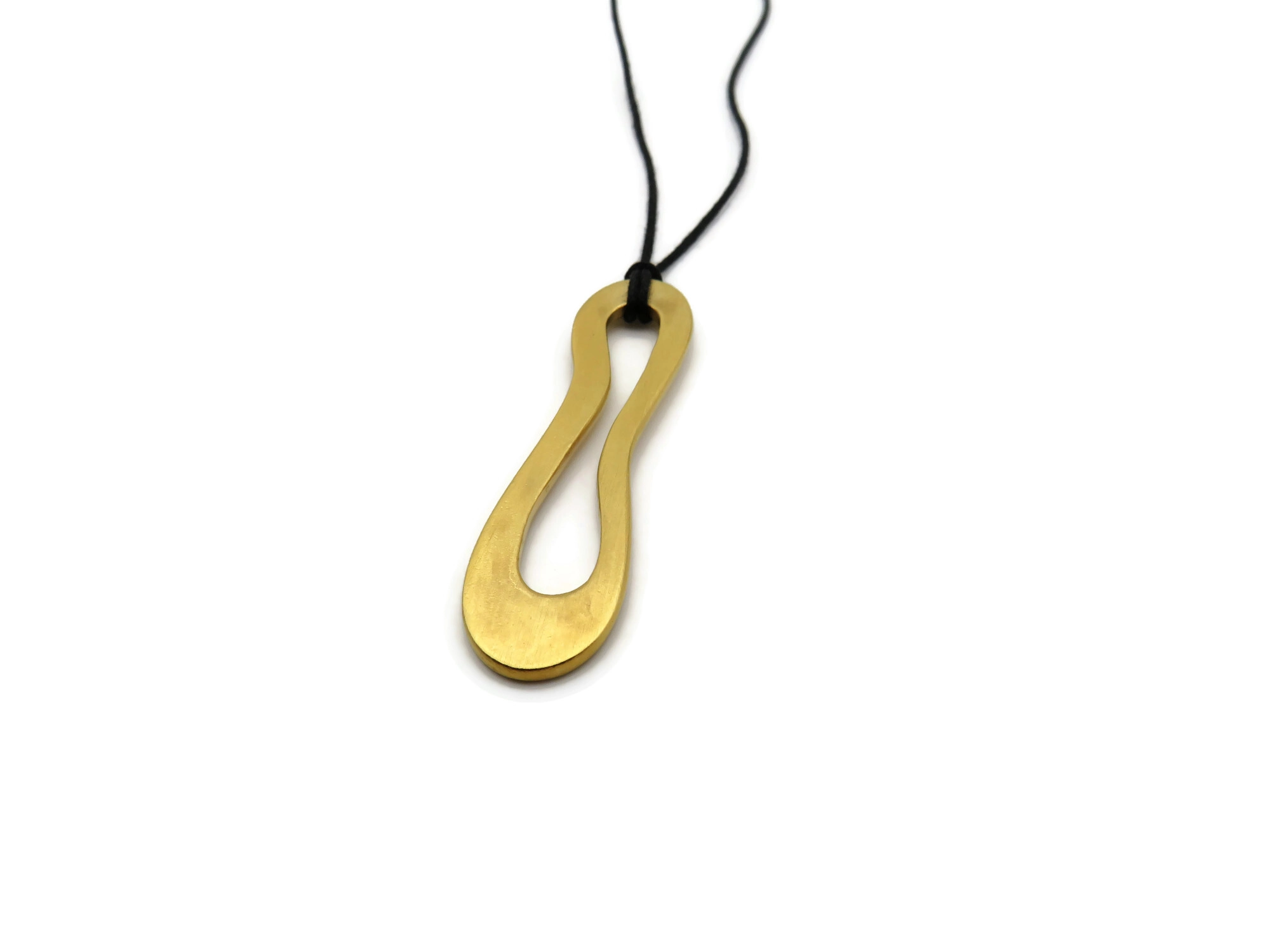 Organic Satin Gold Pendant – Aqua