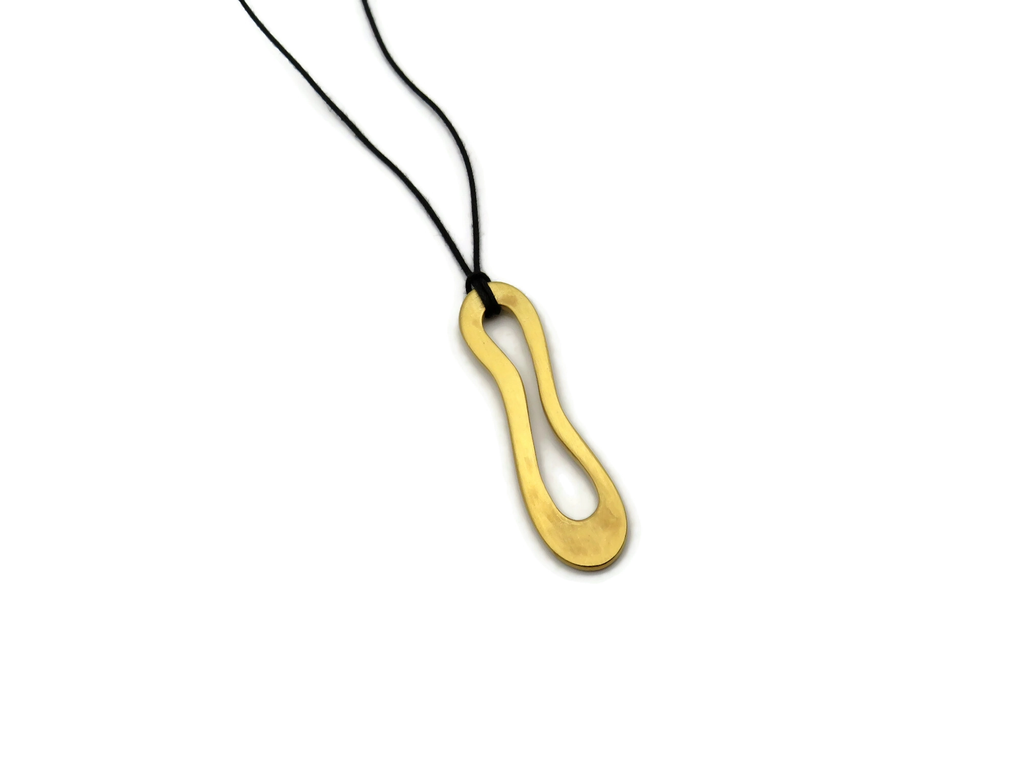 Organic Satin Gold Pendant – Aqua