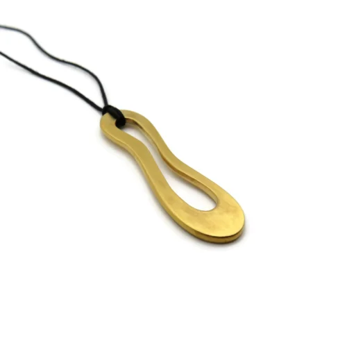 Organic Satin Gold Pendant – Aqua