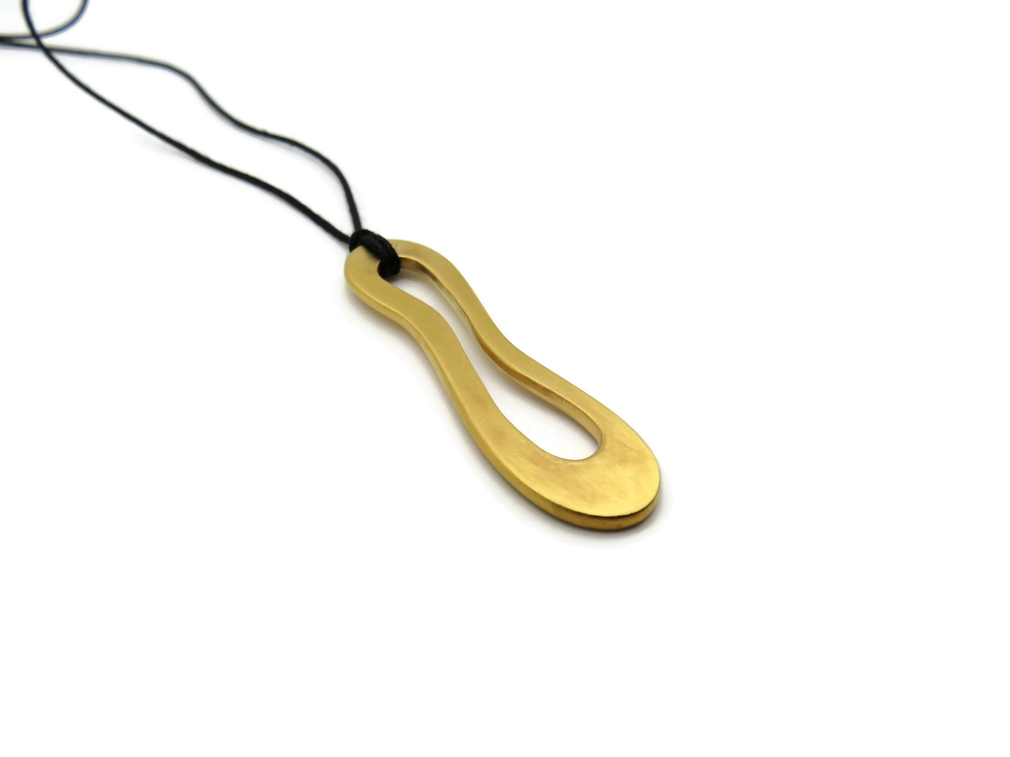 Organic Satin Gold Pendant – Aqua