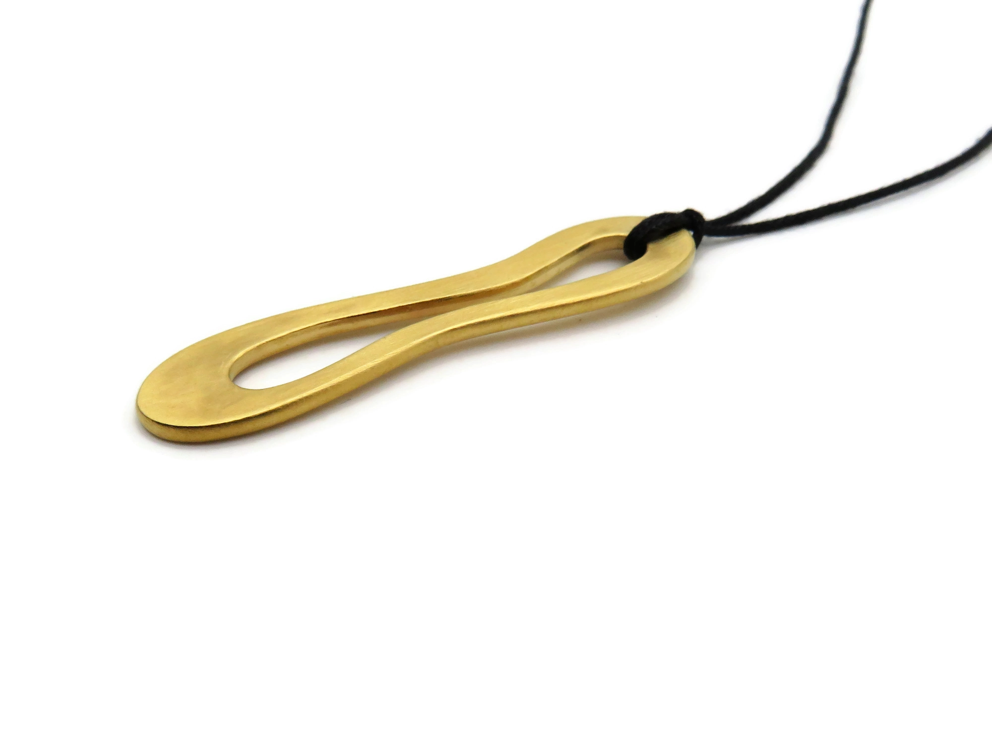 Organic Satin Gold Pendant – Aqua