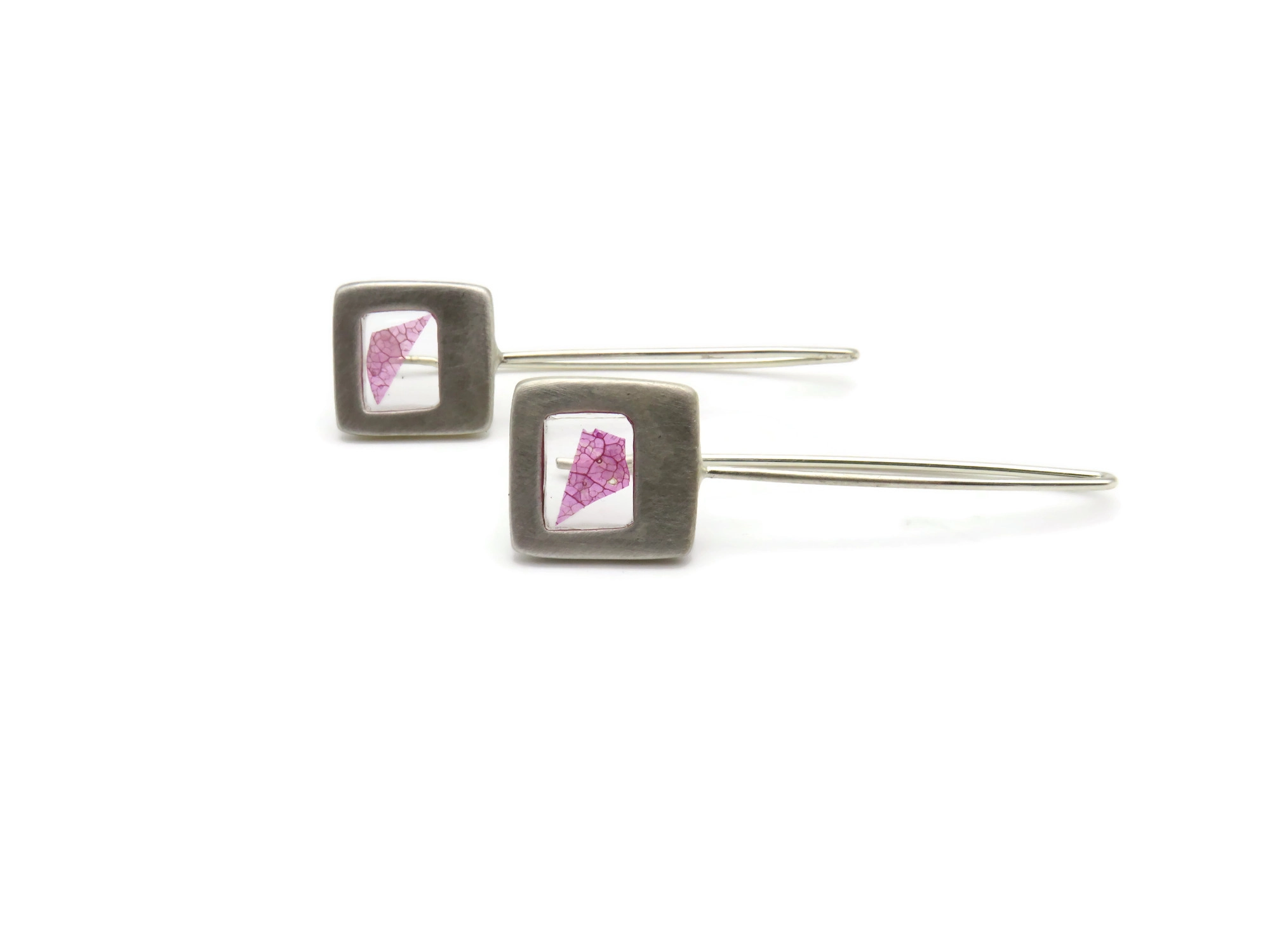 Pink Petal Resin Drop Earrings