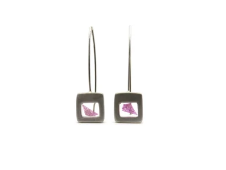 Pink Petal Resin Drop Earrings