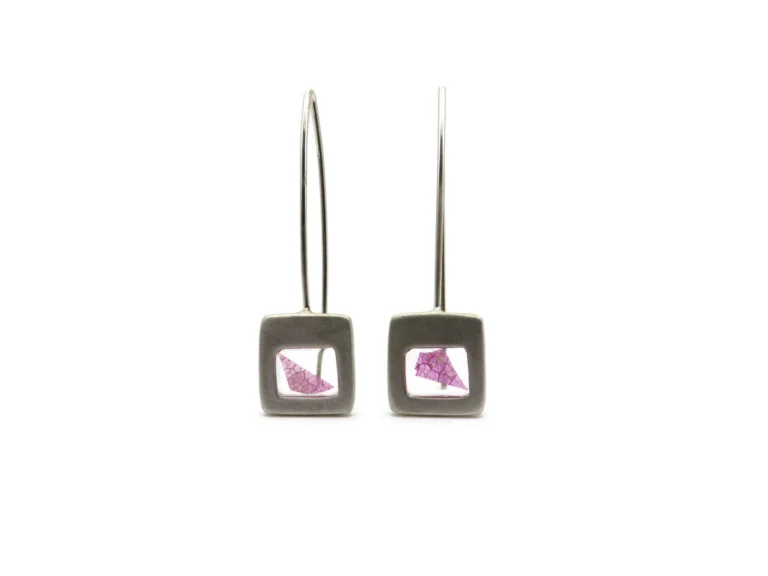 Pink Petal Resin Drop Earrings