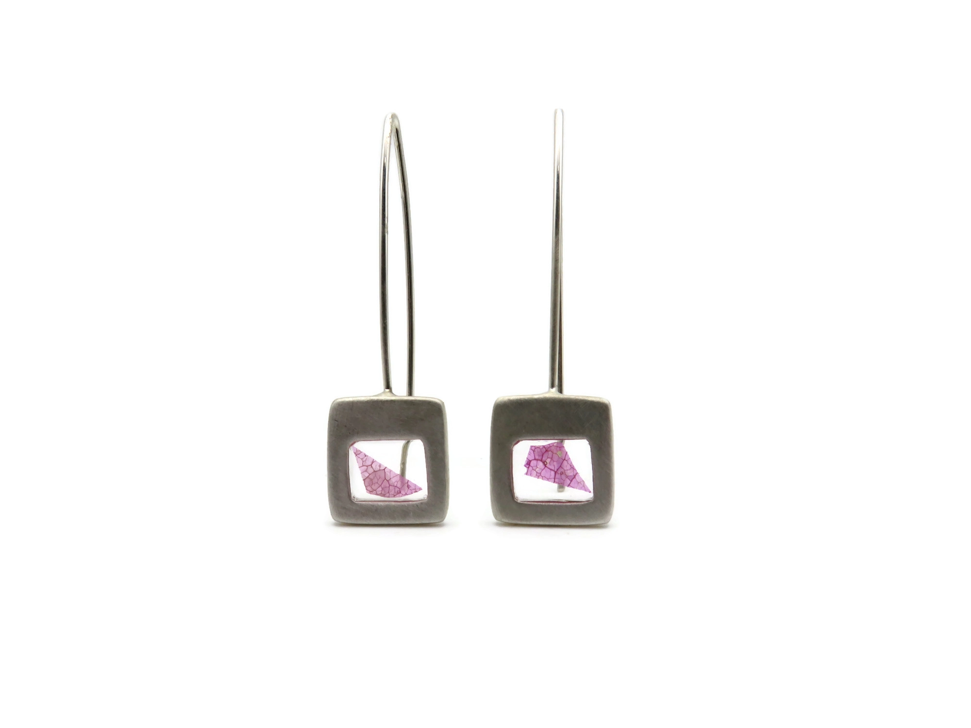 Pink Petal Resin Drop Earrings
