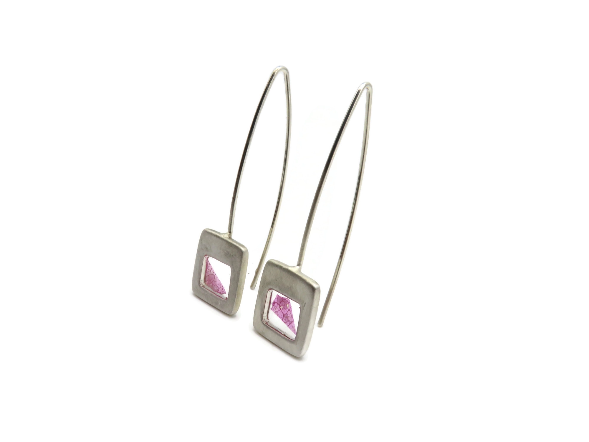 Pink Petal Resin Drop Earrings