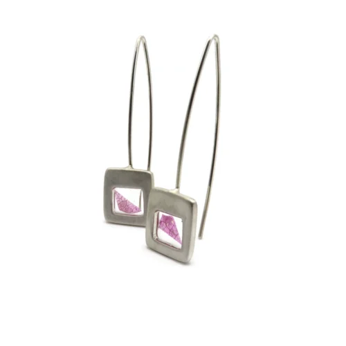 Pink Petal Resin Drop Earrings