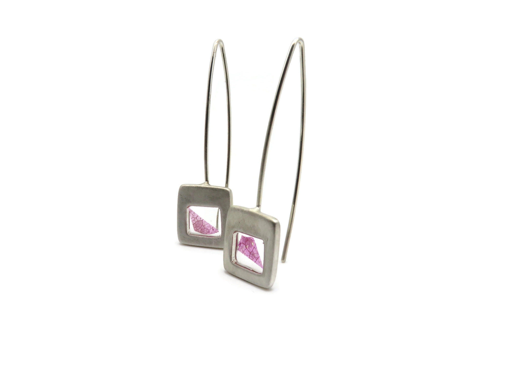 Pink Petal Resin Drop Earrings
