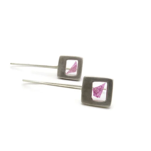 Pink Petal Resin Drop Earrings