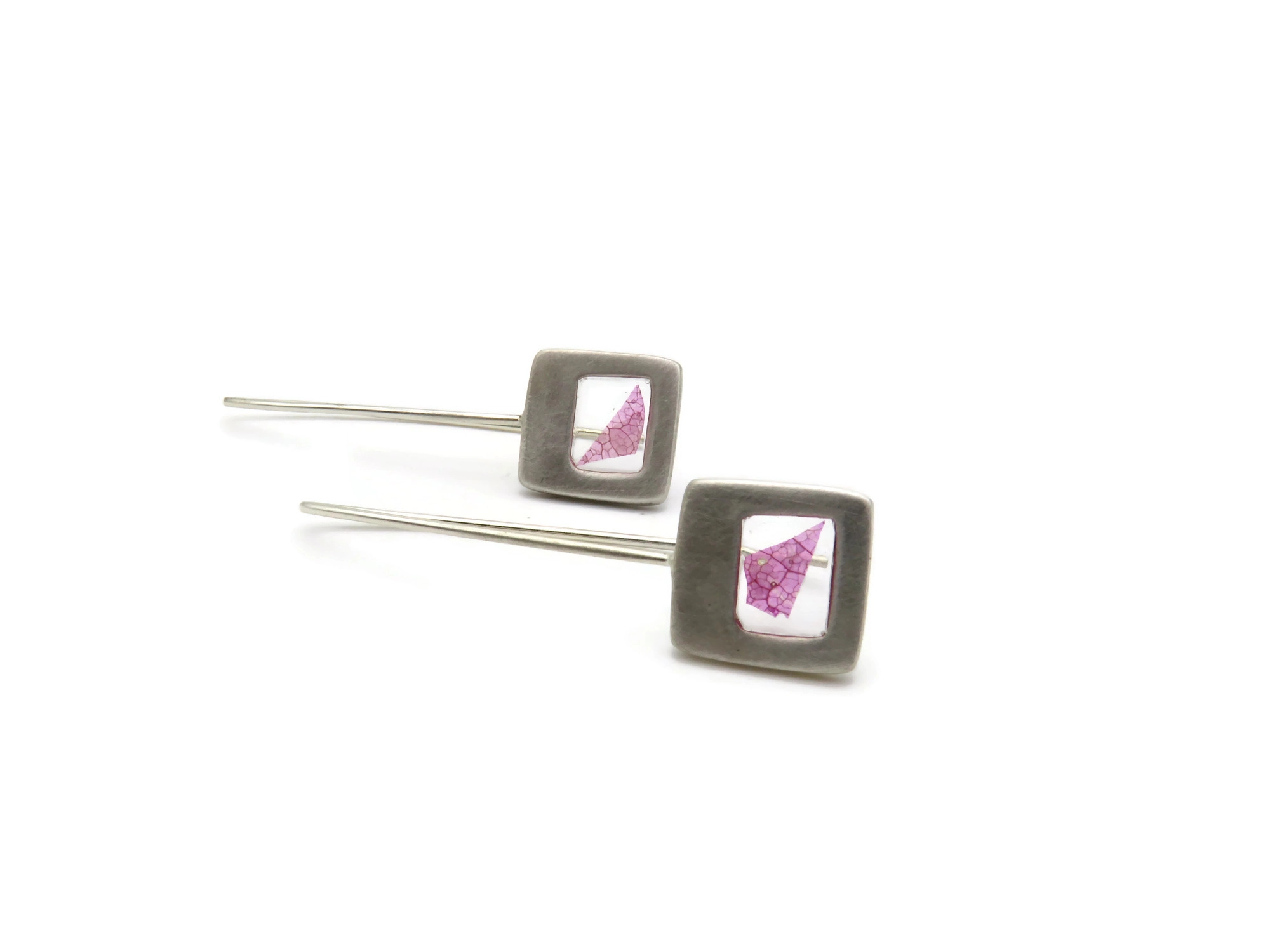 Pink Petal Resin Drop Earrings