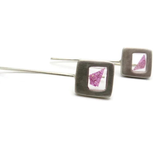 Pink Petal Resin Drop Earrings