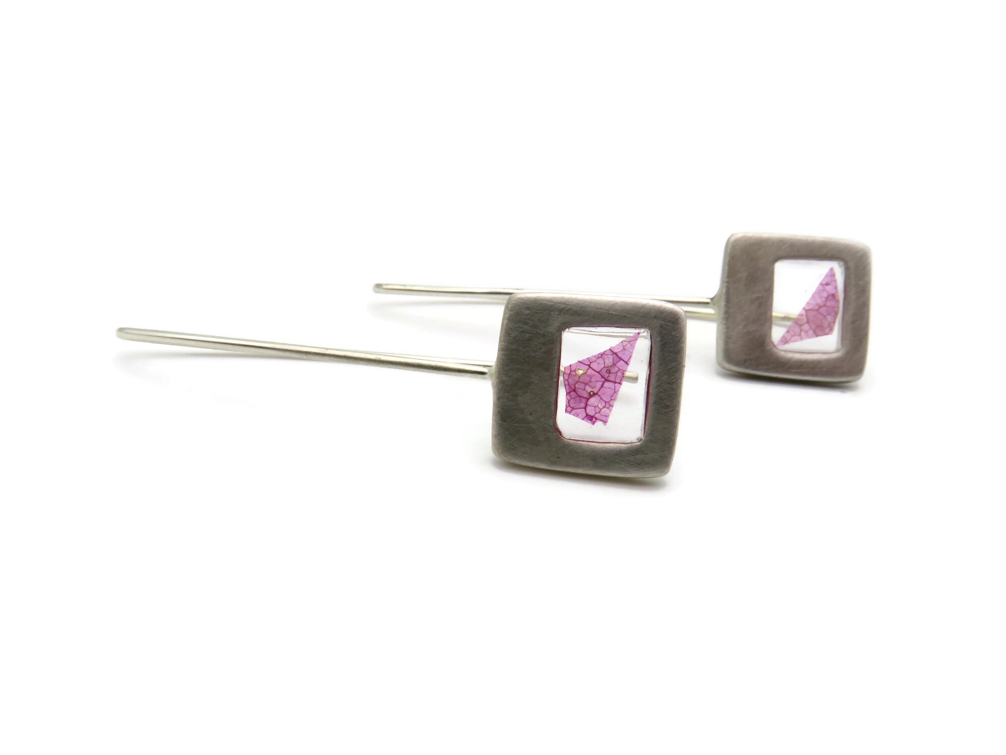 Pink Petal Resin Drop Earrings