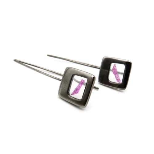 Pink Petal Ruthenium Earrings