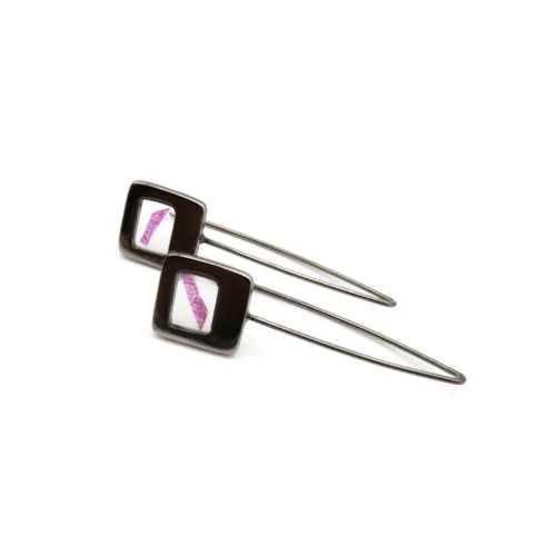 Pink Petal Ruthenium Earrings