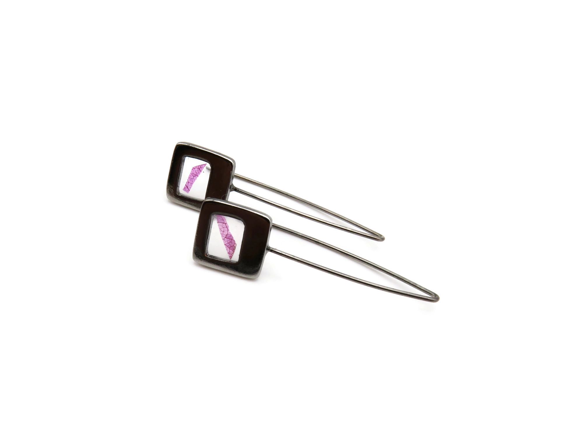 Pink Petal Ruthenium Earrings