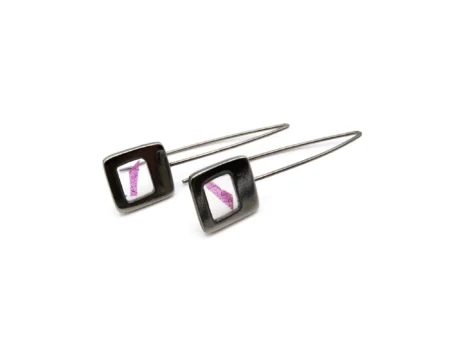 Pink Petal Ruthenium Earrings