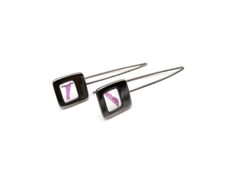 Pink Petal Ruthenium Earrings