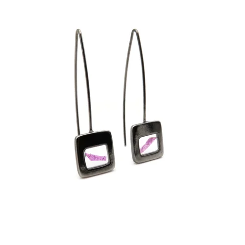 Pink Petal Ruthenium Earrings