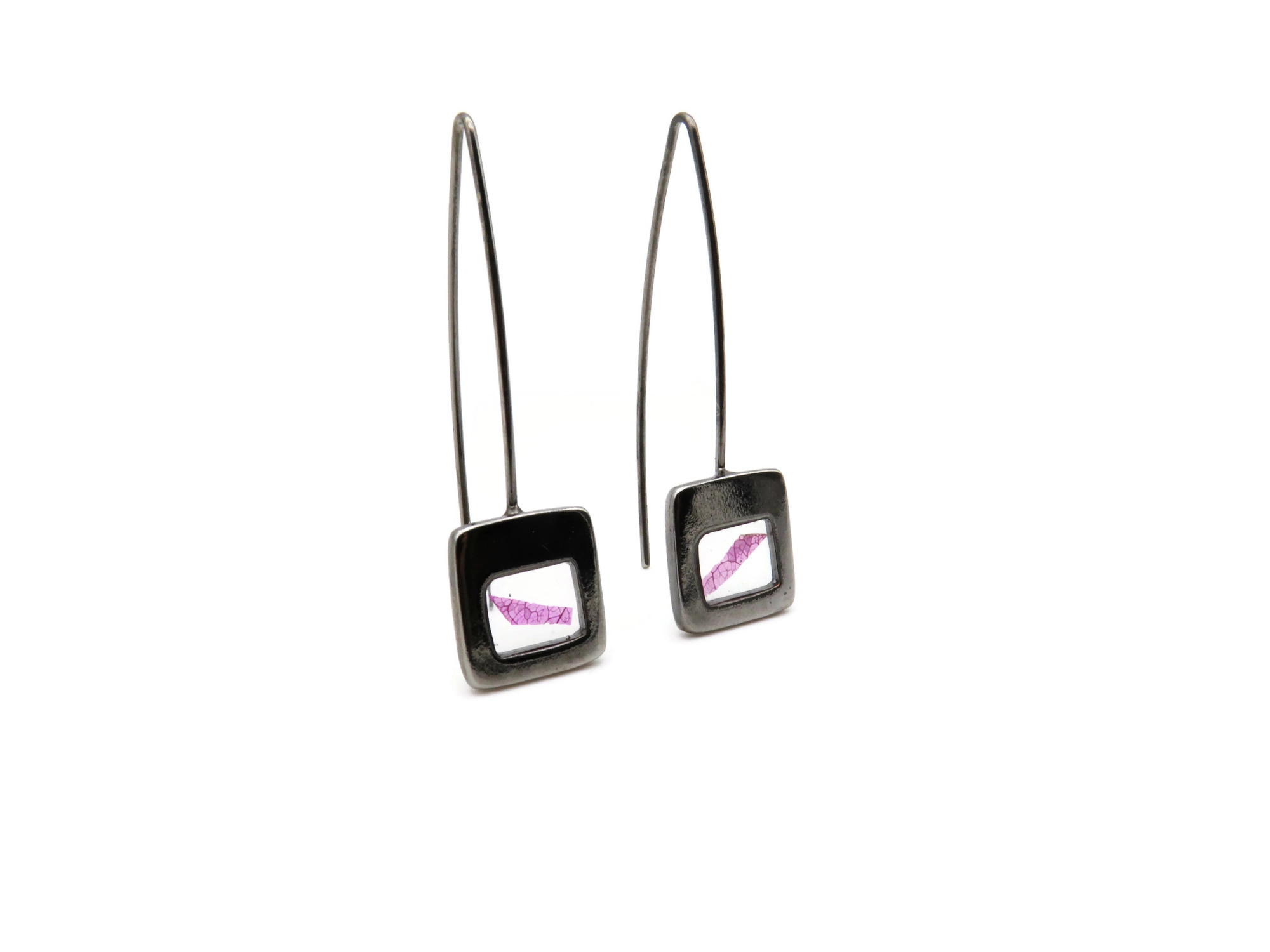 Pink Petal Ruthenium Earrings