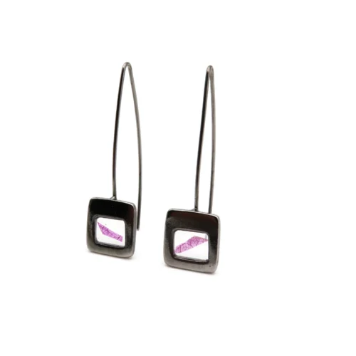 Pink Petal Ruthenium Earrings