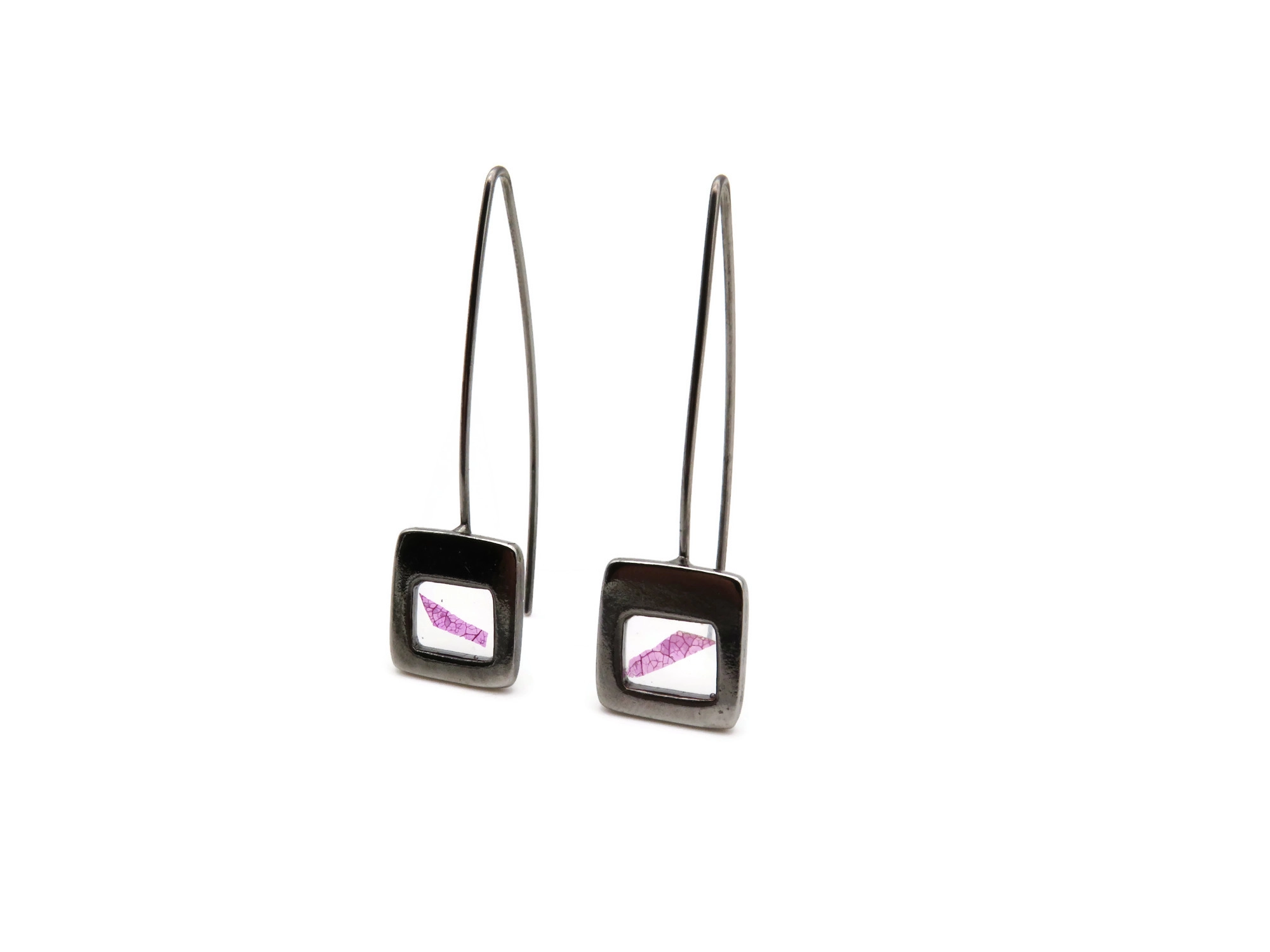 Pink Petal Ruthenium Earrings
