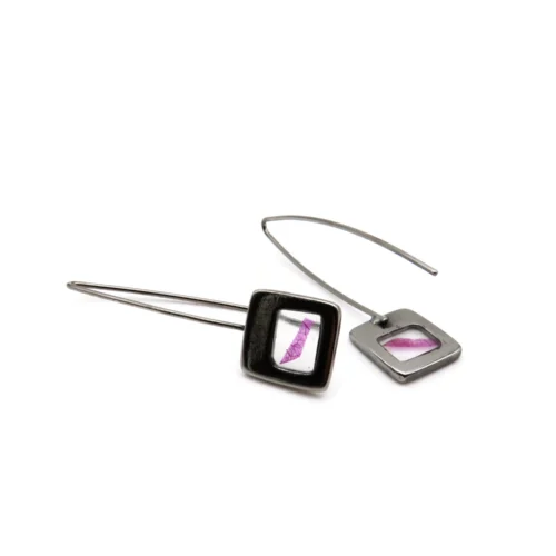 Pink Petal Ruthenium Earrings