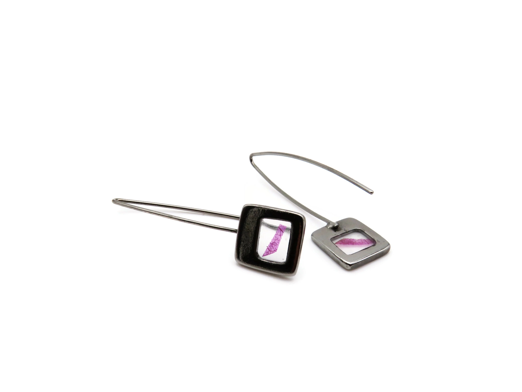 Pink Petal Ruthenium Earrings