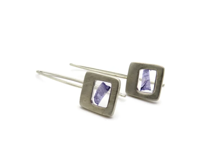 Violet Petal Resin Drop Earring