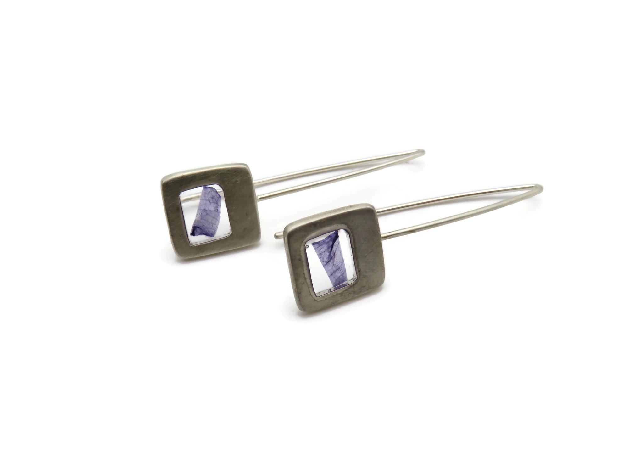 Violet Petal Resin Drop Earring