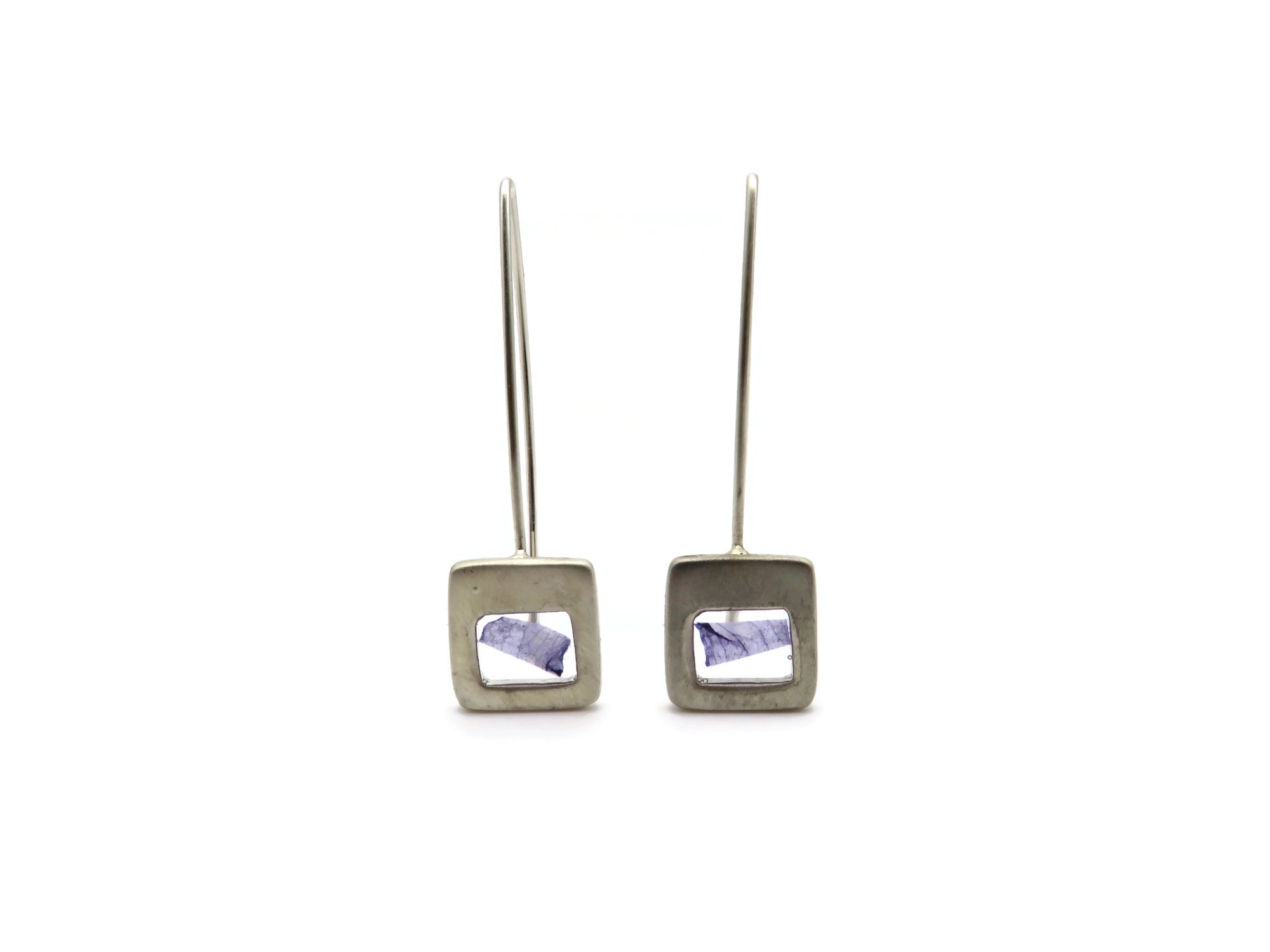 Violet Petal Resin Drop Earring