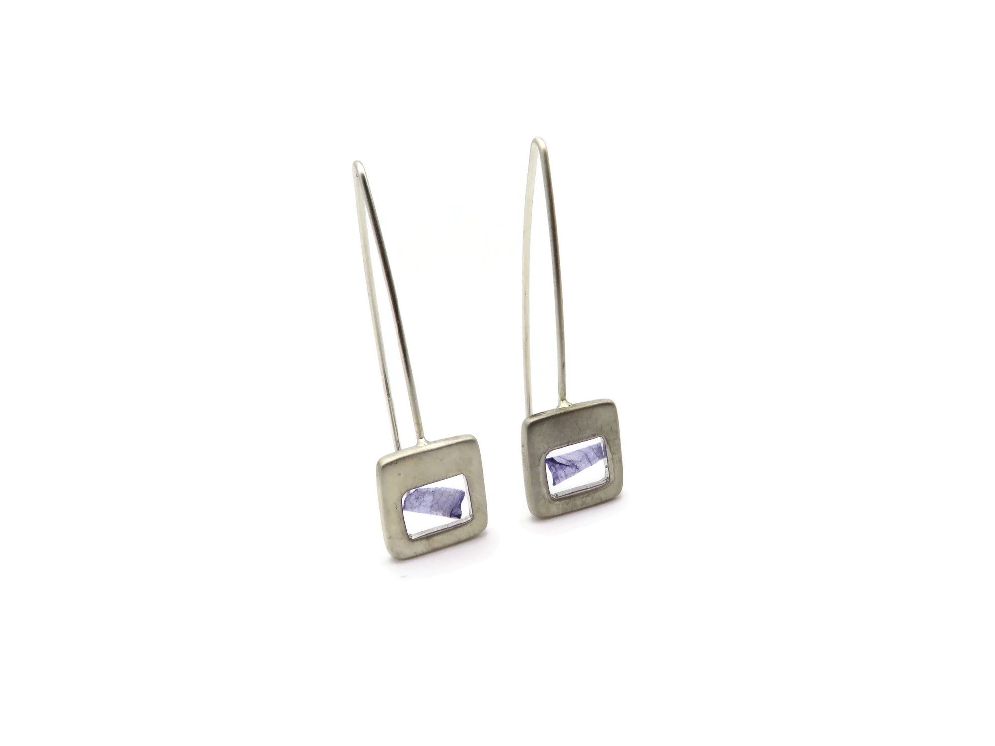 Violet Petal Resin Drop Earring