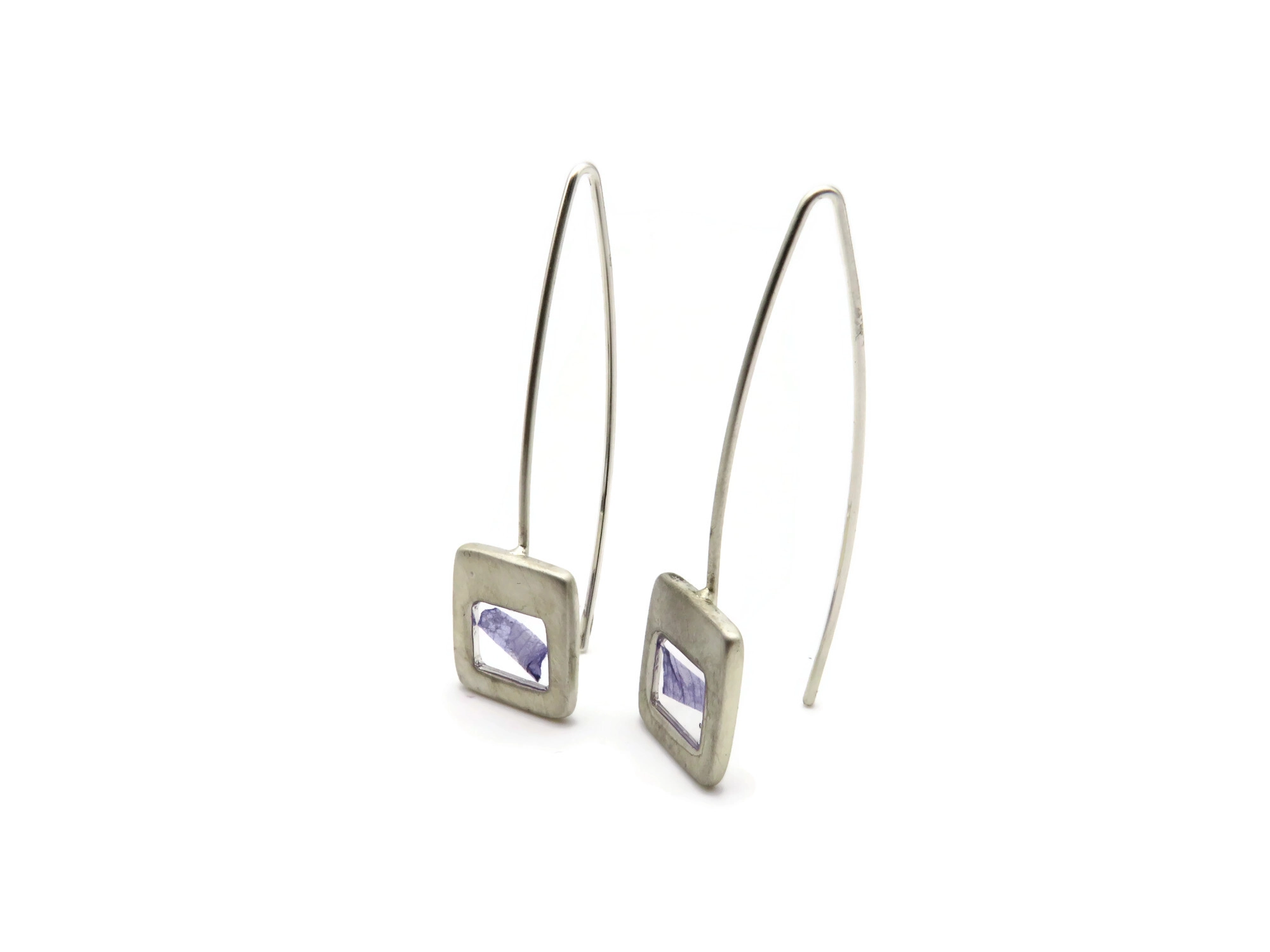 Violet Petal Resin Drop Earring